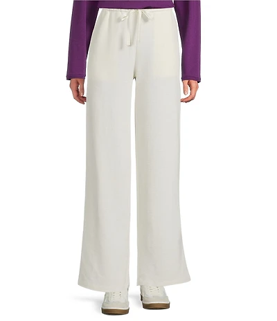 Eileen Fisher Organic Cotton Blend Waffle Double Knit Coordinating Drawstring Wide Ankle Pants