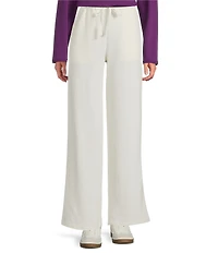 Eileen Fisher Organic Cotton Blend Waffle Double Knit Coordinating Drawstring Wide Ankle Pants