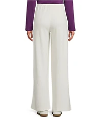 Eileen Fisher Organic Cotton Blend Waffle Double Knit Coordinating Drawstring Wide Ankle Pants