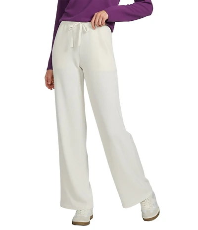 Eileen Fisher Organic Cotton Blend Waffle Double Knit Coordinating Drawstring Wide Ankle Pants