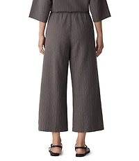 Eileen Fisher Organic Cotton Blend Yarn-Dyed Stripe Elastic Waist Wide Crop Pants