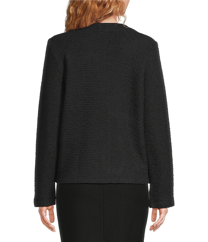 Eileen Fisher Organic Cotton Boucle Round Neck Long Sleeve Jacket