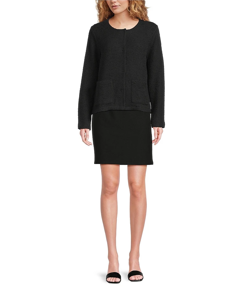 Eileen Fisher Organic Cotton Boucle Round Neck Long Sleeve Jacket