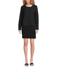 Eileen Fisher Organic Cotton Boucle Round Neck Long Sleeve Jacket
