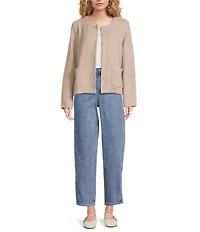 Eileen Fisher Organic Cotton Boucle Round Neck Long Sleeve Jacket