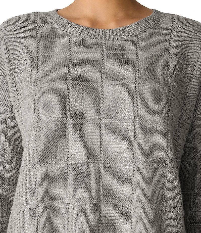 Eileen Fisher Organic Cotton Cashmere Knit Crew Neck Long Sleeve Sweater
