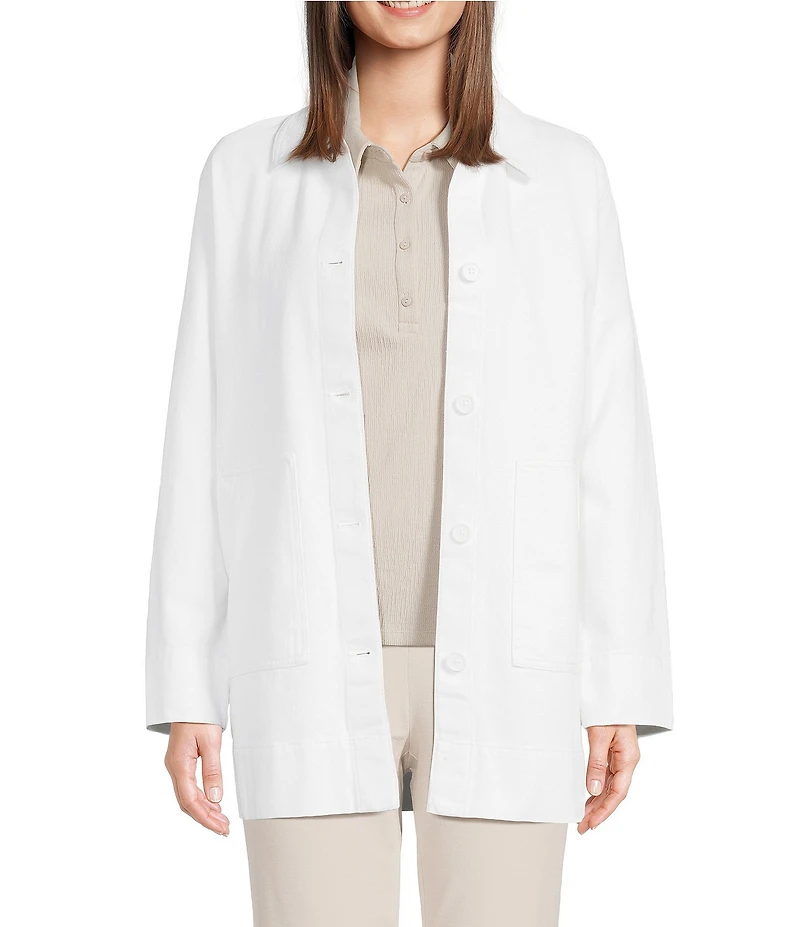 Eileen Fisher Organic Cotton Classic Collar Long Sleeve Jacket