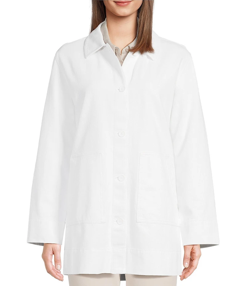 Eileen Fisher Organic Cotton Classic Collar Long Sleeve Jacket