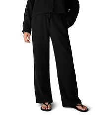 Eileen Fisher Organic Cotton Crinkled Double Weave Straight Leg Pull-On Pants