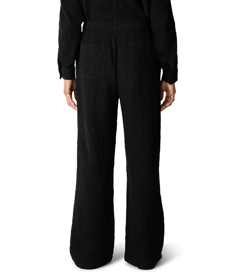 Eileen Fisher Organic Cotton Crinkled Double Weave Straight Leg Pull-On Pants