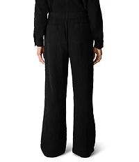 Eileen Fisher Organic Cotton Crinkled Double Weave Straight Leg Pull-On Pants