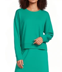 Eileen Fisher Organic Cotton Garment Dyed Terry Crew Neck Long Sleeve Shirt