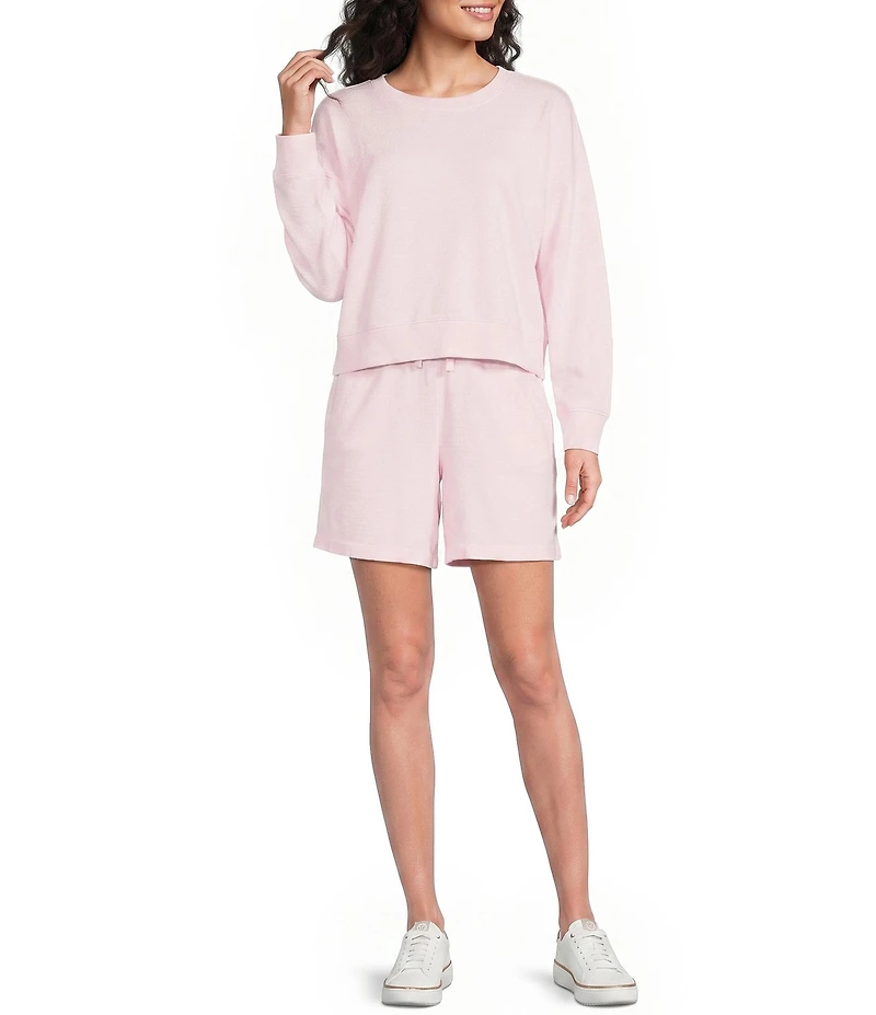 Eileen Fisher Organic Cotton Garment Dyed Terry Crew Neck Long Sleeve Shirt