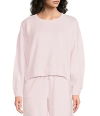 Eileen Fisher Organic Cotton Garment Dyed Terry Crew Neck Long Sleeve Shirt