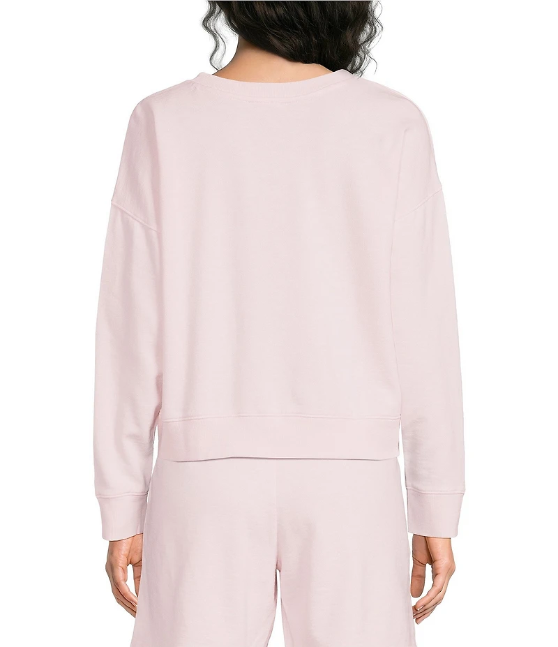 Eileen Fisher Organic Cotton Garment Dyed Terry Crew Neck Long Sleeve Shirt