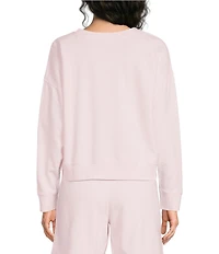 Eileen Fisher Organic Cotton Garment Dyed Terry Crew Neck Long Sleeve Shirt