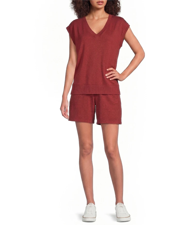 Eileen Fisher Organic Cotton Garment Dyed Terry V-Neck Sleevleess Top