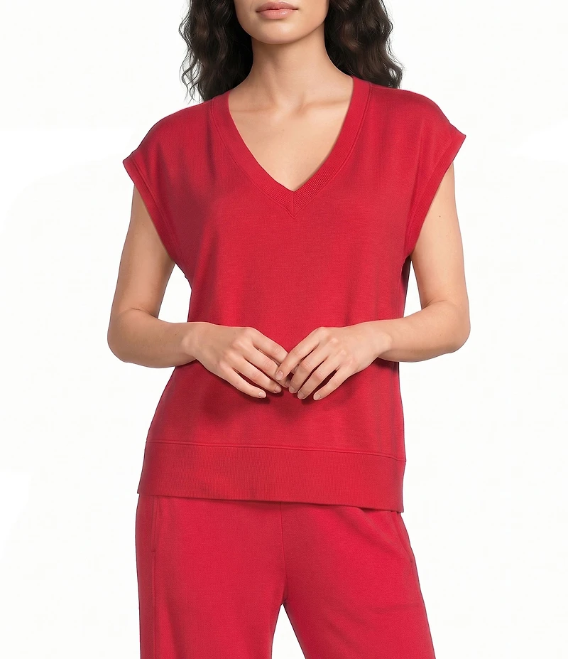Eileen Fisher Organic Cotton Garment Dyed Terry V-Neck Sleevleess Top