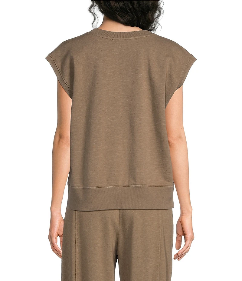 Eileen Fisher Organic Cotton Garment Dyed Terry V-Neck Sleevleess Top