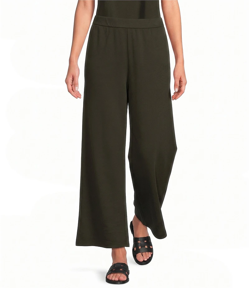 Eileen Fisher Organic Cotton Garment Dyed Terry Wide Leg Ankle Pants