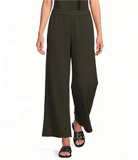 Eileen Fisher Organic Cotton Garment Dyed Terry Wide Leg Ankle Pants