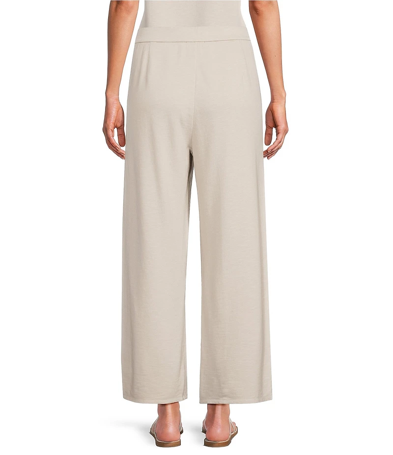 Eileen Fisher Organic Cotton Garment Dyed Terry Wide Leg Ankle Pants