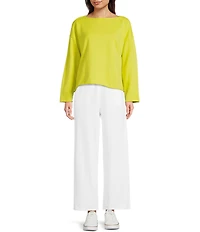 Eileen Fisher Organic Cotton Garment Dyed Terry Wide Leg Ankle Pants