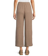Eileen Fisher Organic Cotton Gauze Elastic Waist Straight Leg Pants