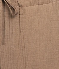 Eileen Fisher Organic Cotton Gauze Elastic Waist Straight Leg Pants