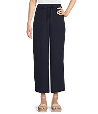 Eileen Fisher Organic Cotton Gauze Elastic Waist Straight Leg Pants