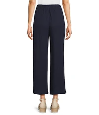 Eileen Fisher Organic Cotton Gauze Elastic Waist Straight Leg Pants