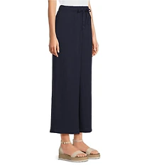 Eileen Fisher Organic Cotton Gauze Elastic Waist Straight Leg Pants
