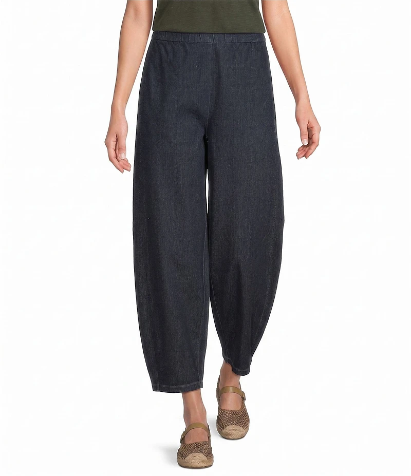 Eileen Fisher Organic Cotton Indigo Knit Pull-On Ankle Pants