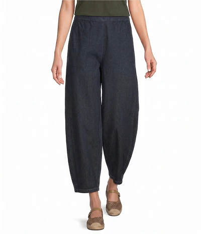 Eileen Fisher Organic Cotton Indigo Knit Pull-On Ankle Pants