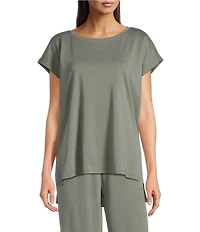 Eileen Fisher Organic Cotton Interlock Jewel Neck Sleep Top