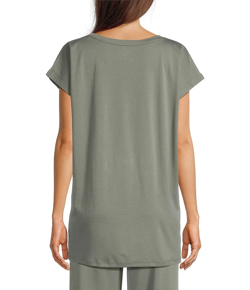 Eileen Fisher Organic Cotton Interlock Jewel Neck Sleep Top