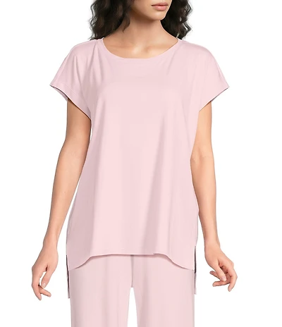 Eileen Fisher Organic Cotton Interlock Jewel Neck Sleep Top