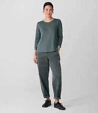 Eileen Fisher Organic Cotton Jersey Knit Round Neck 3/4 Sleeve Tee