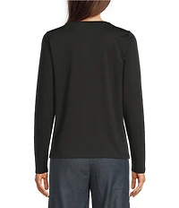 Eileen Fisher Organic Cotton Jersey Knit Round Neck Long Sleeve Top