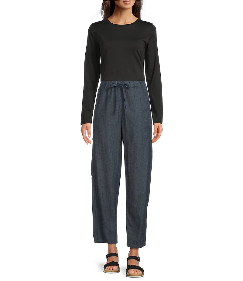 Eileen Fisher Organic Cotton Jersey Knit Round Neck Long Sleeve Top
