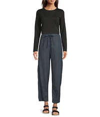 Eileen Fisher Organic Cotton Jersey Knit Round Neck Long Sleeve Top