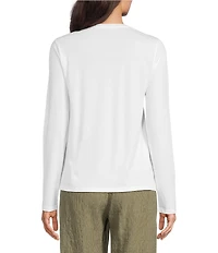 Eileen Fisher Organic Cotton Jersey Knit Round Neck Long Sleeve Top
