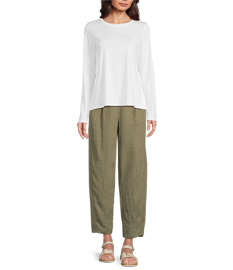 Eileen Fisher Organic Cotton Jersey Knit Round Neck Long Sleeve Top