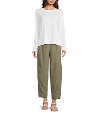 Eileen Fisher Organic Cotton Jersey Knit Round Neck Long Sleeve Top