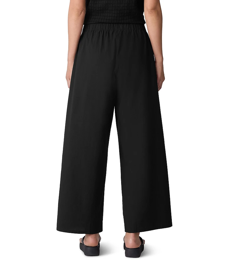 Eileen Fisher Organic Cotton Poplin Wide Leg Ankle Pants