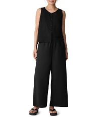 Eileen Fisher Organic Cotton Poplin Wide Leg Ankle Pants