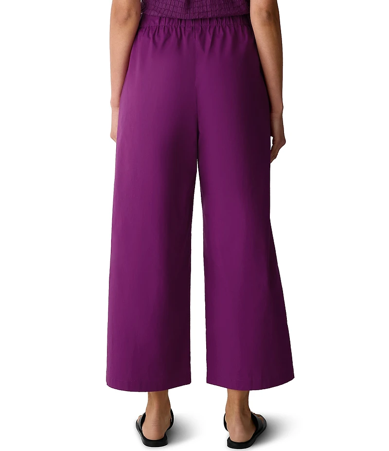 Eileen Fisher Organic Cotton Poplin Wide-Leg Pull-On Pants