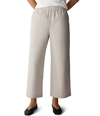 Eileen Fisher Organic Cotton Poplin Wide-Leg Pull-On Pants