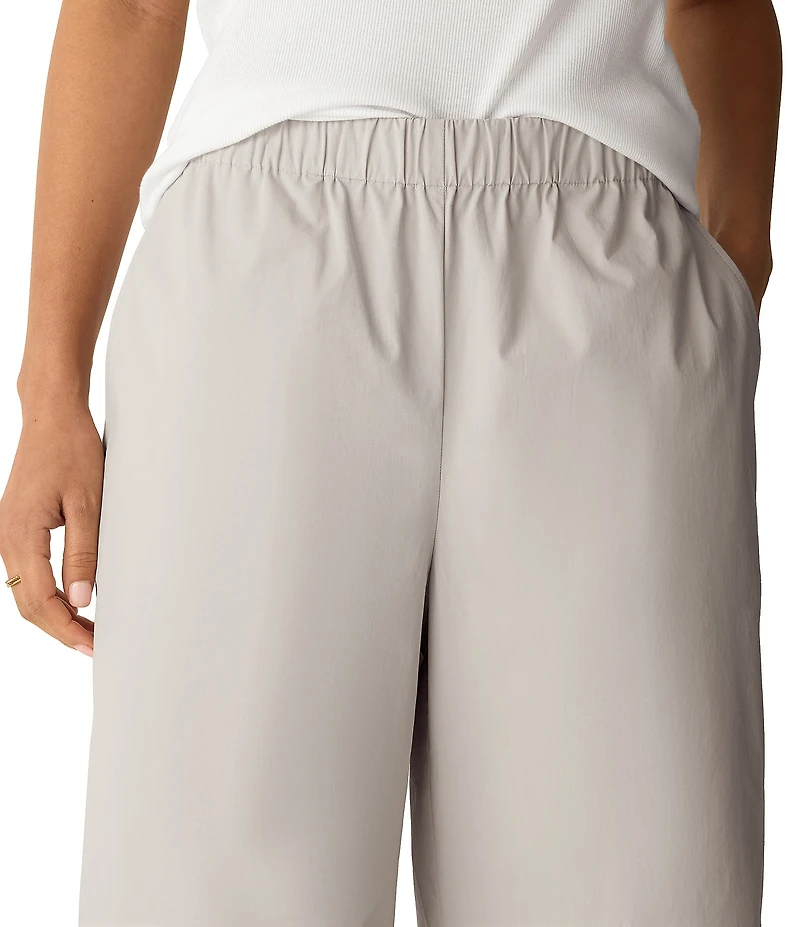 Eileen Fisher Organic Cotton Poplin Wide-Leg Pull-On Pants
