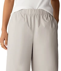Eileen Fisher Organic Cotton Poplin Wide-Leg Pull-On Pants